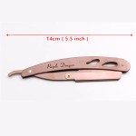 Metallic barber razor with classic blade for haircut / shaving, pink color